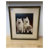 PHOTOGRAPHIC PRINT OF TWO WHITE DOGS AND ONE