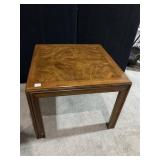 LANE VTG END TABLE, BURL WOOD VENEER TOP, SQUARE