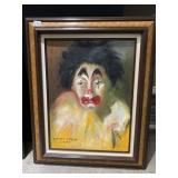 A. DAVID LAMKIN OIL PAINTING, CLOWN PORTRAIT,
