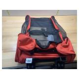RED TEXTILE PET CARRIER, MESH PANELS, TELESCOPING