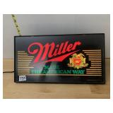 MILLER BEER LIGHTED SIGN, MADE THE AMERICAN WAY,