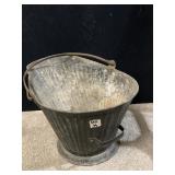 VTG GALVANIZED METAL COAL SCUTTLE, SWING HANDLE,