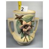 CREAM ART POTTERY MUG, FLORAL RELIEF DECORATION,