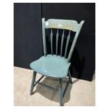 ETHAN ALLEN VTG THUMB BACK CHAIR, PAINTED BLUE