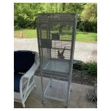 METAL BIRD CAGE ON STAND, ARCHED TOP, LOWER