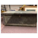 VTG WOODEN STORAGE CHEST, GREEN PAINTED FINISH,