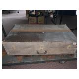 VTG WOODEN TOOL BOX W/ HAND SAW, CONTENTS