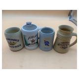 VTG BEER MUGS, INCLUDES DORTMUNDER KRONEN-BIER,