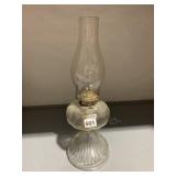 VTG OIL LAMP GLASS AND METAL CONSTRUCTION.