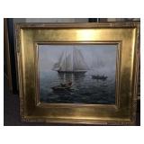 DONALD A. MOSHER OIL PAINTING, MARITIME SCENE W/