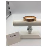 METAL BANGLE BRACELET, HINGED, FLORAL ENGRAVED