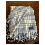 PENDLETON WOOL BLANKET, BLUE AND WHITE PLAID