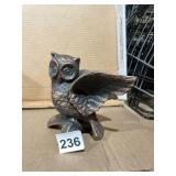 BRONZE-TONE CAST METAL OWL FIGURINE, WINGED