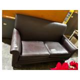 INTERIOR CRAFTS LOVESEAT, DARK BROWN LEATHER