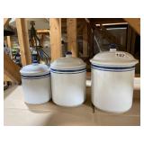 HOME BRAND CERAMIC CANISTER SET, WHITE W/ BLUE