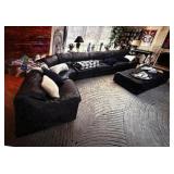 DREXEL HERITAGE LEATHER SECTIONAL SOFA, BLACK