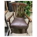 ARMCHAIR, OAK CONSTRUCTION, STAINED FINISH,