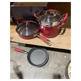 KITCHENAID NONSTICK COOKWARE SET, RED EXTERIOR,