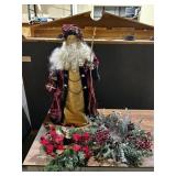 VTG SANTA CLAUS FIGURE, FABRIC ROBE, GOLD