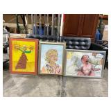 THREE FRAMED PAINTINGS, PORTRAIT OF WOMAN, CRYING