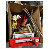 ASSORTED TOOLS, RED METAL SCISSOR JACK,
