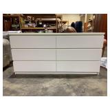 MODERN SIX-DRAWER DRESSER, WHITE FINISH, GLASS