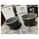 PR PLASTIC PLANTERS, DARK GREY, ROUND, TAPERED
