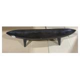 MID-CENTURY MODERN STYLE WOODEN FOOTED BOWL,