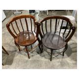WASHINGTON MFG CO, VTG BARREL BACK CHAIRS, OAK