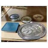 AMERICAN ATELIER TROPICAL PALM PORCELAIN PLATES,