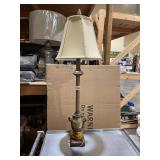 TABLE LAMP, RESIN BASE W/ FAUX CRACKLE FINISH,