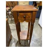 WALNUT SIDE TABLE, SINGLE DRAWER, LOWER SHELF,