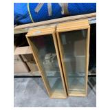 WOOD FRAMED GLASS DISPLAY SHELVES, LIGHT OAK