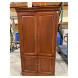TRADITIONAL CHERRY FINISH ARMOIRE, TWO UPPER