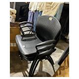 STACKABLE OFFICE CHAIRS, BLACK MOLDED PLASTIC,