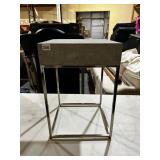 MODERN SIDE TABLE, CONCRETE TOP, POLISHED CHROME