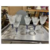 ART GLASS GOBLETS, CLEAR BUBBLE GLASS BOWLS,