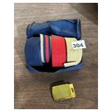 SOLID BRASS BUCKLE, USA MADE, W/ ASSORTED CANVAS