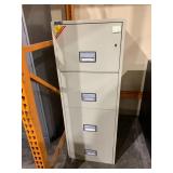 FOUR-DRAWER METAL FILING CABINET, BEIGE FINISH,