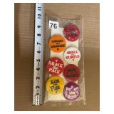 VTG PINBACK BUTTON SET, VARIOUS SPORTS THEMES,