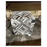 SURYA HAIR-ON-HIDE OTTOMAN, GEOMETRIC PATTERN,