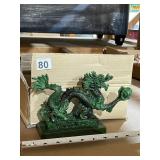 CHINESE STYLE DRAGON FIGURINE, GREEN RESIN,