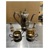ONEIDA SILVERPLATE TEA SERVICE, COFFEE POT,