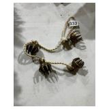 VTG BRASS SLEIGH BELLS, ETCHED FLORAL MOTIF,