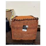 SURYA POUF, WOVEN TEXTURED JUTE, CONTRAST