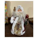 VTG SANTA CLAUS FIGURINE, FABRIC CLOTHING, FAUX