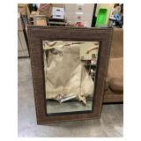 FRANKLIN HOME WALL MIRROR, FAUX LEATHER FRAME,