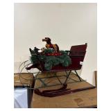 VTG WOODEN SLEIGH, PAINTED FINISH, DECORATED W/