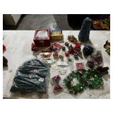 ASSORTED CHRISTMAS DECOR, INCLUDES LIGHT STRANDS,