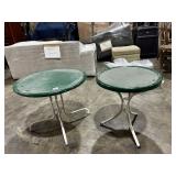PR VTG BISTRO TABLES, ROUND METAL TOPS, GREEN